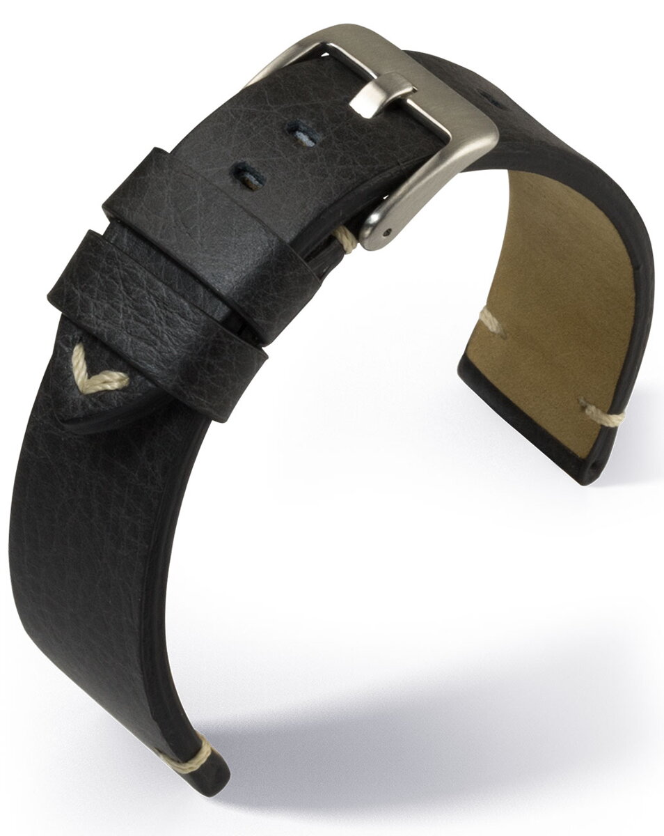 vintage black leather watch strap