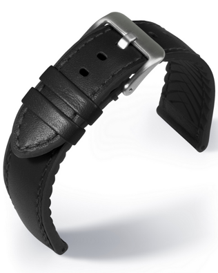 EUTec- Waterproof - black - leather/rubber strap
