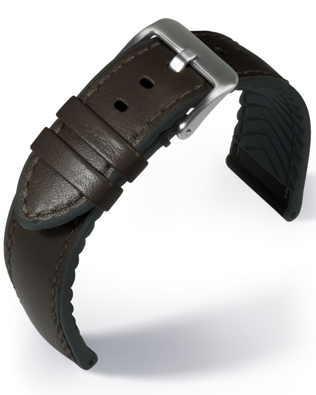 EUTec- Waterproof - dark brown - leather/rubber strap