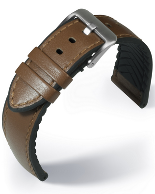 EUTec- Waterproof - medium brown - leather/rubber strap