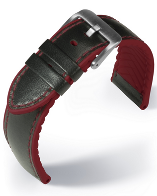 EUTec- Waterproof - red - leather/rubber strap