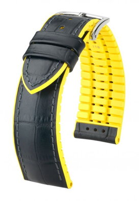 Hirsch Andy - black / yellow - rubber / leather strap