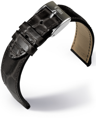 Eulux - Crocodile print - black - leather strap