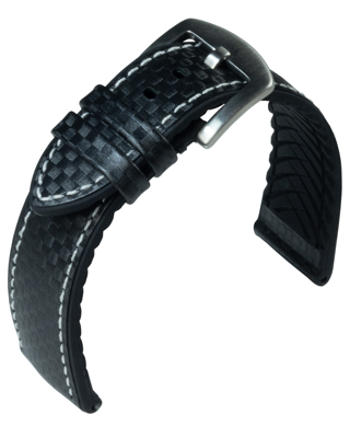 EUTec- Carbon - black / white - leather/rubber strap