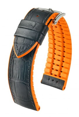 Hirsch Andy - black / orange - rubber / leather strap