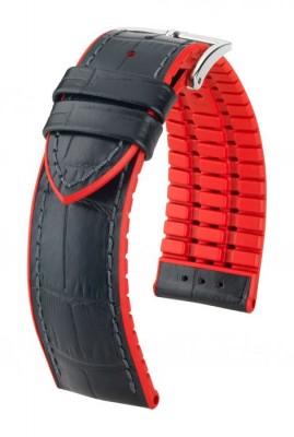 Hirsch Andy - black / red - rubber / leather strap