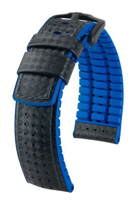 Hirsch Ayrton - black / blue - rubber / leather strap