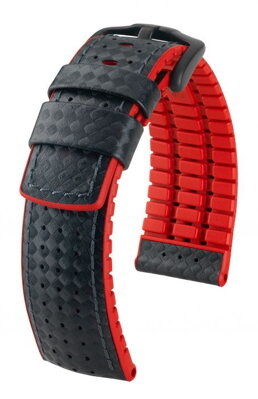 Hirsch Ayrton - black / red - rubber / leather strap