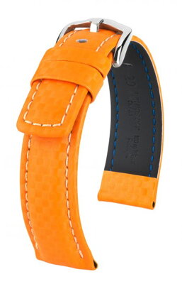 Hirsch Carbon - orange - rubber / leather strap