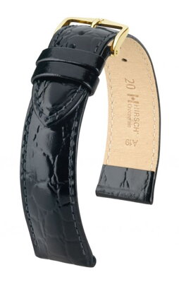 Hirsch Crocograin - black - leather strap