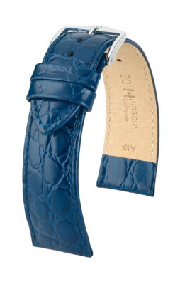 Hirsch Crocograin - blue - leather strap