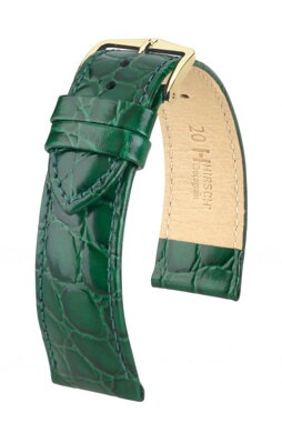 Hirsch Crocograin - green - leather strap