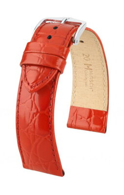 Hirsch Crocograin - red - leather strap