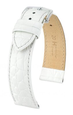Hirsch Crocograin - white - leather strap