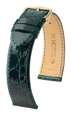 Hirsch Genuine croco - dark green - leather strap