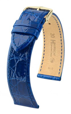 Hirsch Genuine croco - royal blue shiny - leather strap