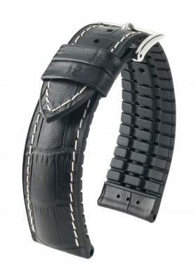 Hirsch George - black / white - rubber / leather strap
