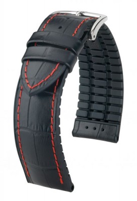 Hirsch George - black / red - rubber / leather strap