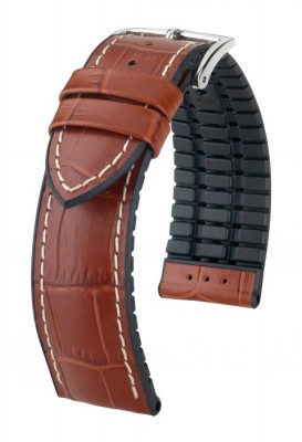 Hirsch George - brown / white - rubber / leather strap