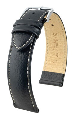 Hirsch Kansas - black with white stitching - leather strap