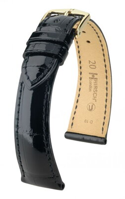 Hirsch London - black shiny alligator - leather strap