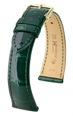 Hirsch London - dark green shiny alligator - leather strap