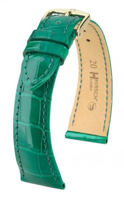 Hirsch London - green shiny alligator - leather strap