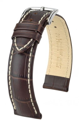 Hirsch Modena - brown - white stitching - leather strap