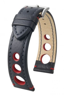 Hirsch Rally - black - red - leather strap