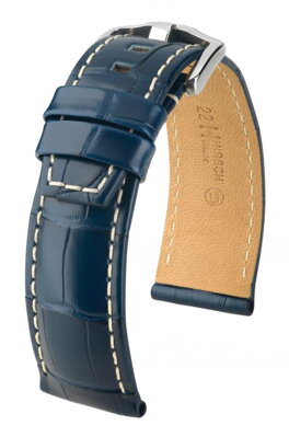 Hirsch Tritone - blue - white stitching - leather strap
