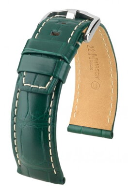 Hirsch Tritone - dark green - white stitching - leather strap
