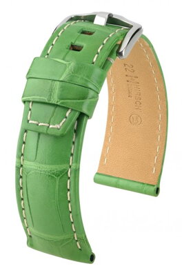 Hirsch Tritone - green - white stitching - leather strap