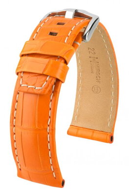 Hirsch Tritone - orange - white stitching - leather strap