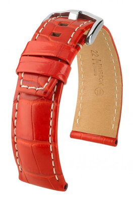 Hirsch Tritone - red - white stitching - leather strap