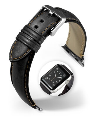Miami - Smart Apple Watch - black - leather strap