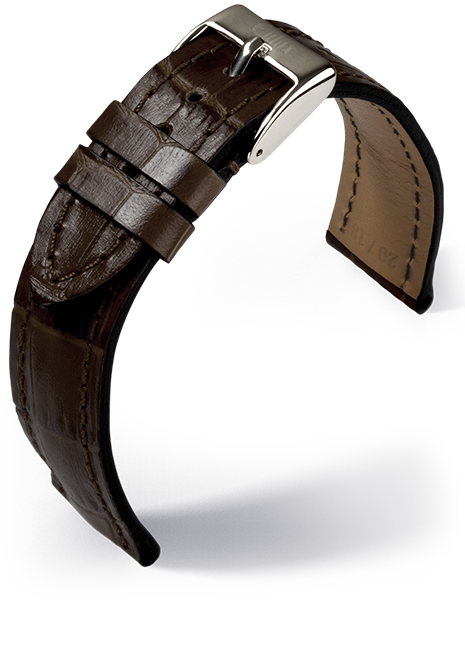 Eulux - Crocodile print - dark brown - leather strap
