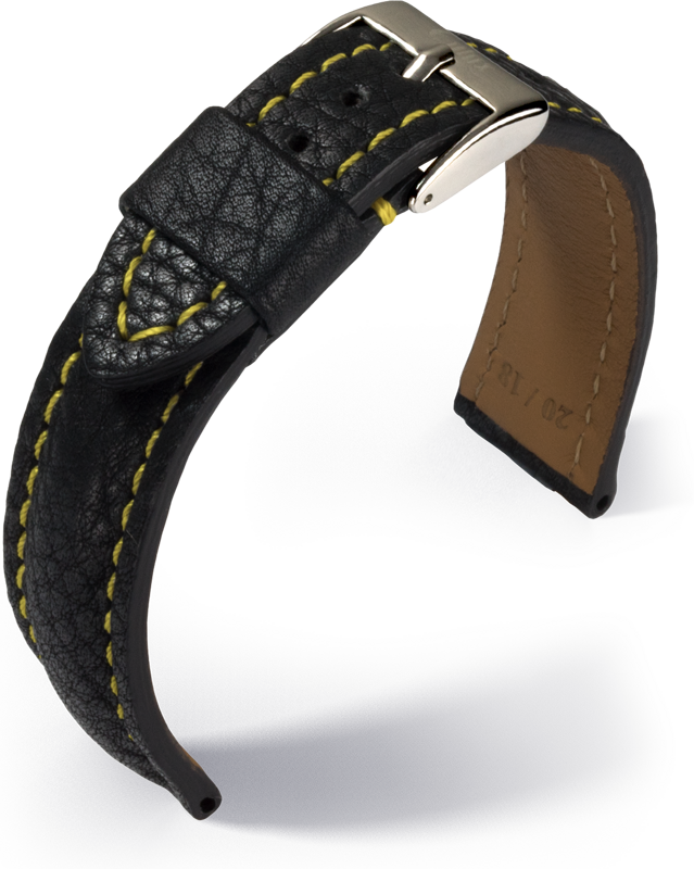 Eulux - Imperator - black with yellow stitching- leather strap
