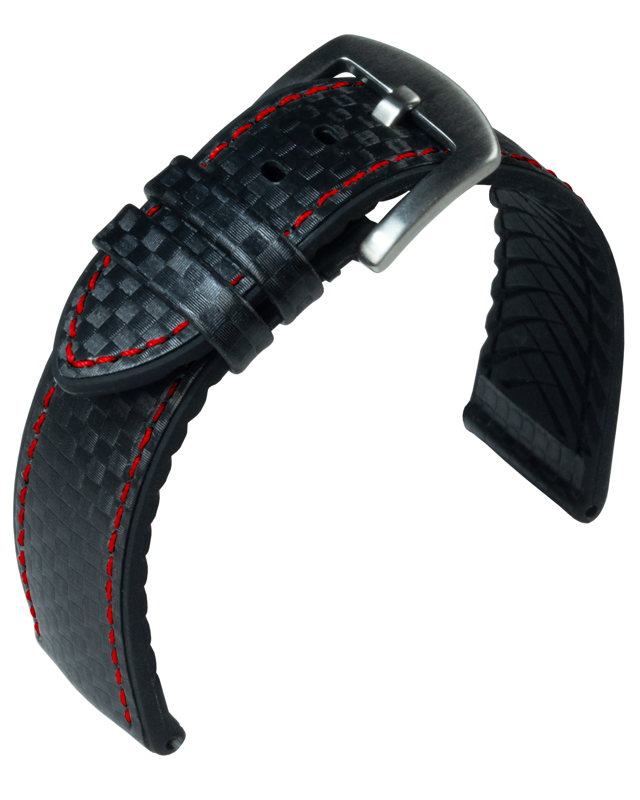 EUTec- Carbon - black / red - leather/rubber strap EUTec- Carbon - black / red - leather/rubber strap