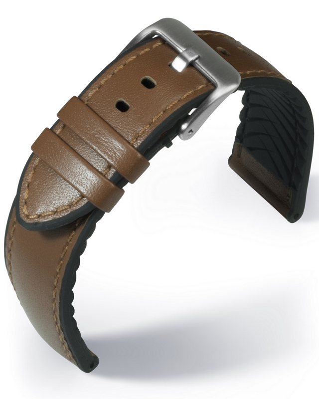 EUTec- Waterproof - medium brown - leather/rubber strap EUTec- Waterproof - medium brown - leather/rubber strap