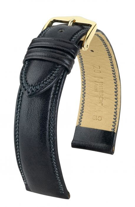 Hirsch Ascot - black shiny - leather strap