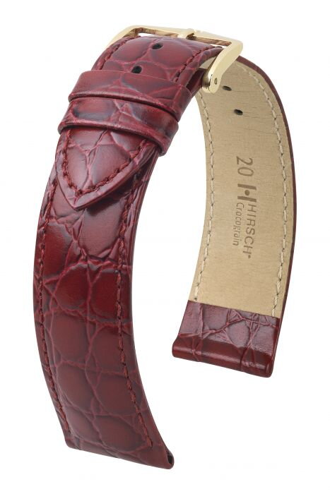 Hirsch Crocograin - burgundy - leather strap