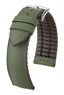 Hirsch Arne - green / brown - rubber / leather strap